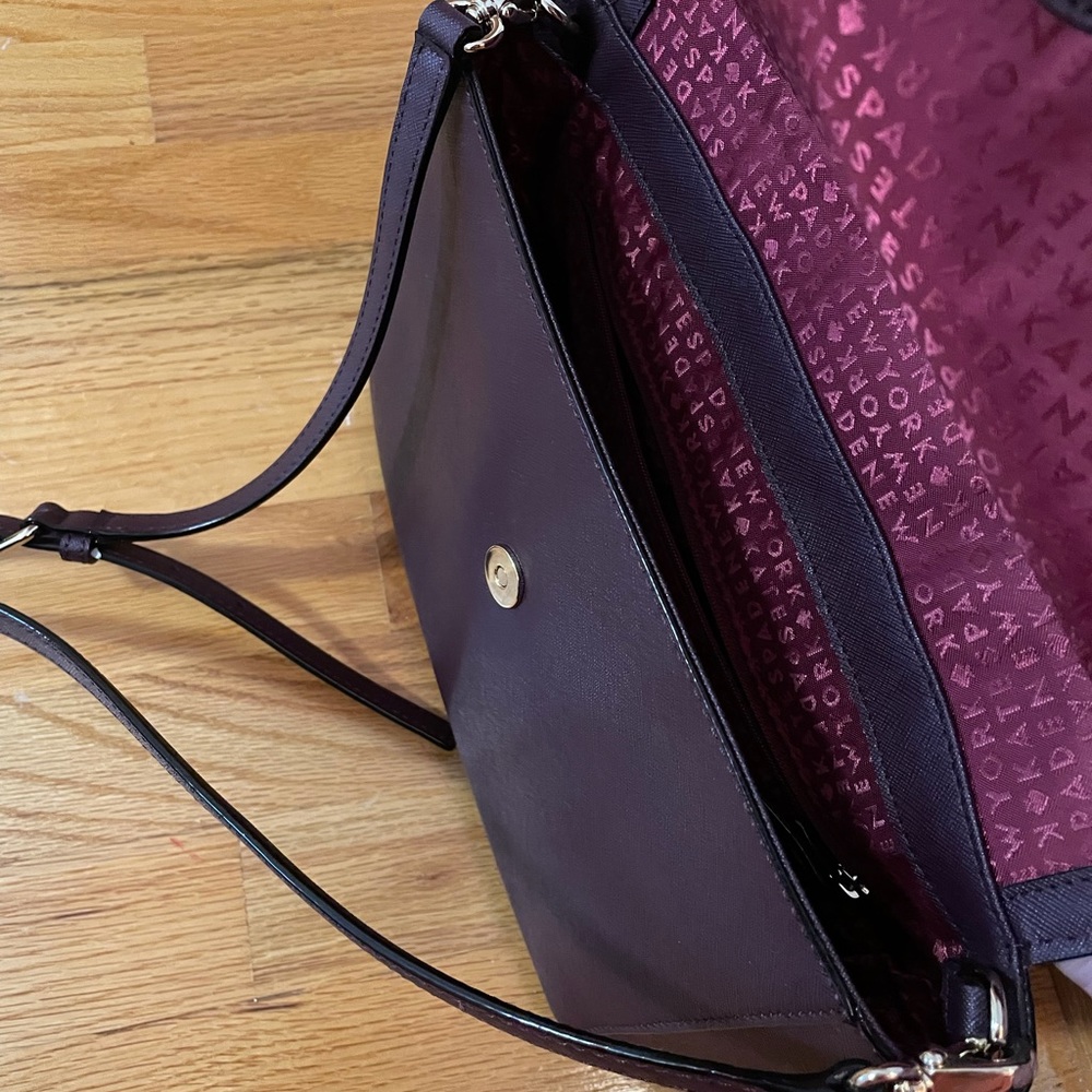 Burgundy Kate Spade satchel with adjustable shoulder strap - Picture 5 of 8